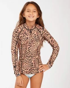 Discount 🌟 Billabong 1mm 👧 Girls' Peeky Wetsuit Jacket ANIMAL 🔔 -Color of the season Shop abgw800100 billabongw ani frt1 1