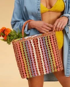 Hot Sale 👏 Billabong Salty Blonde What's Ur Handle Tote Bag SIPPIN COCONUTS ✔️ -Color of the season Shop abjbp00185 billabongw mpm0 dtl1 1