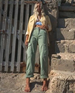 Cheapest 🔥 Billabong Wall To Wall Denim Cargo Pants ARMY ❤️ -Color of the season Shop abjdp00135 billabongl arm frt1 1