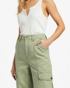 Cheapest 🔥 Billabong Wall To Wall Denim Cargo Pants ARMY ❤️ -Color of the season Shop abjdp00135 billabongw arm dtl3 1