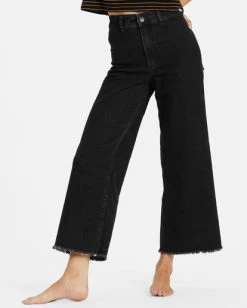 Best Pirce 😉 Billabong Free Fall Wide-Leg Pants BLACK ✨ -Color of the season Shop abjdp00141 billabongw blk dtl1 1