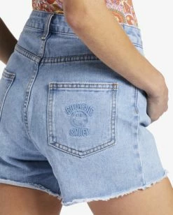 Discount 🧨 Billabong X Smiley Smile At Ya Denim Shorts SMILEY WASH 😍 -Color of the season Shop abjds00137 billabongw gep0 dtl1 1