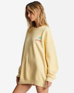 Discount ✔️ Billabong Ride In Oversized Crewneck Sweatshirt GREENMIST 🌟 -Color of the season Shop abjft00281 billabongw yer0 sd1 1