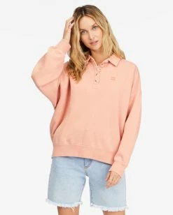 Promo 🛒 Billabong Lost Time Pullover Sweatshirt STONE ROSE 🎁 -Color of the season Shop abjft00331 billabongw sne frt1 1
