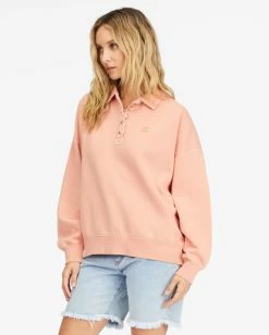 Promo 🛒 Billabong Lost Time Pullover Sweatshirt STONE ROSE 🎁 -Color of the season Shop abjft00331 billabongw sne sd1 1