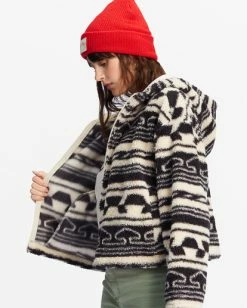 Best deal 🔥 Billabong Marlowe Fleece Zip-Up Hooded Jacket ANTIQUE WHITE 🔔 -Color of the season Shop abjft00342 billabongw ob1 dtl1 1