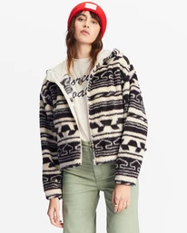 Best deal 🔥 Billabong Marlowe Fleece Zip-Up Hooded Jacket ANTIQUE WHITE 🔔