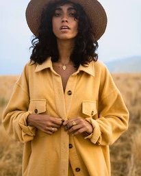 Promo 💯 Billabong Anytime Shacket Oversized Button-Through Jacket MELLOW DAZE 🔔