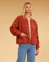 Hot Sale 🔔 Billabong Salty Blonde Cozy Shore Bomber Jacket SIPPIN COCONUTS 👏
