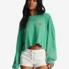 Outlet 🥰 Billabong Beach Boyfriend Long Sleeve Crop Top OFF BLACK 1 😍 -Color of the season Shop abjkt00282 billabongw gkz0 frt1