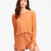 New 🛒 Billabong Pick Me Up Waffle Knit Long Sleeve Top TOFFEE 🌟 -Color of the season Shop abjkt00308 billabongw tof frt1