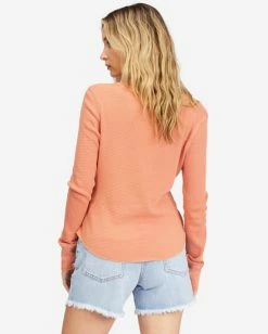 Cheapest 🎉 Billabong My Henley Long Sleeve Knit Top TERRACOTTA 🤩 -Color of the season Shop abjkt00387 billabongw tca bck1 1