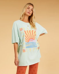 Top 10 ❤️ Billabong Salty Blonde Easy Shores Oversized T-Shirt PRETTY PALMS 👏