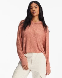 Budget 👏 Billabong Cozy Falls Hooded Long Sleeve Top OFF BLACK 😍