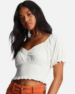 Coupon 🎁 Billabong Love Song Puff Sleeve Top BLACK PEBBLE 👍 -Color of the season Shop abjkt00441 billabongw scs dtl1 1