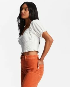 Coupon 🎁 Billabong Love Song Puff Sleeve Top BLACK PEBBLE 👍 -Color of the season Shop abjkt00441 billabongw scs sd1 1