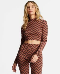 Best reviews of 😍 Billabong New Heights Long Sleeve Mock Neck Top BRICK 🎉 -Color of the season Shop abjkt00444 billabongw brk frt1 1