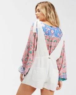 Best Pirce 🛒 Billabong Girl On The Run Short Romper SALT CRYSTAL 🥰 -Color of the season Shop abjns00196 billabongw scs bck1 1