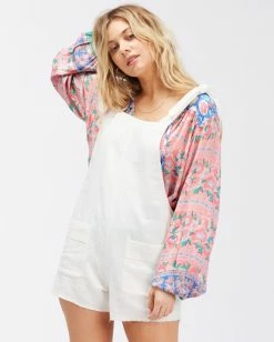 Best Pirce 🛒 Billabong Girl On The Run Short Romper SALT CRYSTAL 🥰 -Color of the season Shop abjns00196 billabongw scs frt1 1