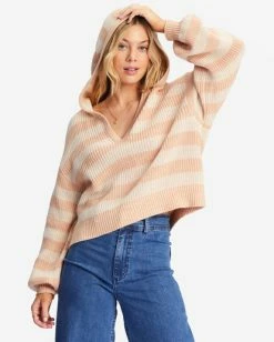 Cheap ✔️ Billabong Mas Amor Hooded V-Neck Sweater NUDE MOOD 🎁 -Color of the season Shop abjsw00212 billabongw thb0 frt1 1