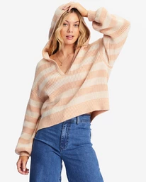 Cheap โ๏ธ Billabong Mas Amor Hooded V-Neck Sweater NUDE MOOD ๐