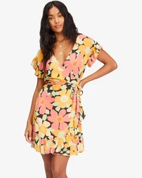 Cheap 🧨 Billabong Wrap And Roll Woven 👗 Dress RAIN DROP 🤩