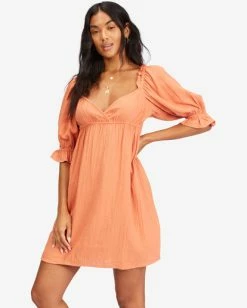 Promo 🤩 Billabong Perfect Paradise Babydoll 👗 Dress GOLDEN TOUCH 🥰 -Color of the season Shop abjwd00466 billabongw tca frt1 1