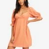 Promo 🤩 Billabong Perfect Paradise Babydoll 👗 Dress GOLDEN TOUCH 🥰 -Color of the season Shop abjwd00466 billabongw tca frt1