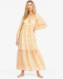 Brand new 🛒 Billabong Endless Sunset Long Sleeve Maxi 👗 Dress SALT CRYSTAL 2 ❤️