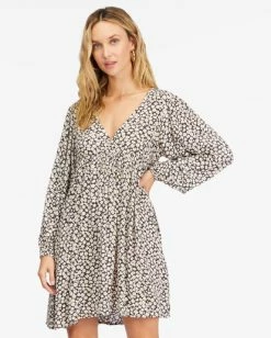 Deals 👍 Billabong Secret Wish Long Sleeve Babydoll 👗 Dress OFF BLACK 💯 -Color of the season Shop abjwd00475 billabongw ofb frt1 1