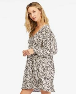 Deals 👍 Billabong Secret Wish Long Sleeve Babydoll 👗 Dress OFF BLACK 💯 -Color of the season Shop abjwd00475 billabongw ofb sd1 1