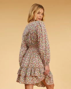 Deals 🎉 Billabong Salty Blonde Ditsy Dreamer Long Sleeve Mini 👗 Dress MULTI 🧨 -Color of the season Shop abjwd00491 billabongw mul bck1 1