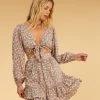 Deals 🎉 Billabong Salty Blonde Ditsy Dreamer Long Sleeve Mini 👗 Dress MULTI 🧨