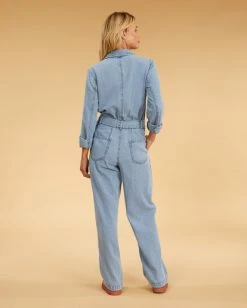 Deals 👍 Billabong Salty Blonde Sunday Uniform Long Sleeve Jumpsuit SALTY BLUE ⌛ -Color of the season Shop abjwd00494 billabongw syl bck1 1