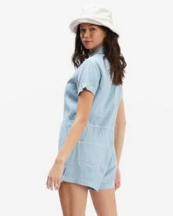 Best Pirce ✨ Billabong Gigi Romper CHAMBRAY 🛒 -Color of the season Shop abjwd00495 billabongw chy bck1 1