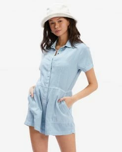 Best Pirce ✨ Billabong Gigi Romper CHAMBRAY 🛒 -Color of the season Shop abjwd00495 billabongw chy frt1 1