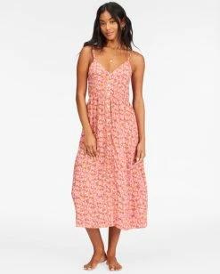 Budget 🛒 Billabong Venice Babe Midi Slip 👗 Dress VINTAGE CORAL 😀 -Color of the season Shop abjwd00500 billabongw vco frt1 1