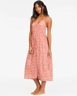 Budget 🛒 Billabong Venice Babe Midi Slip 👗 Dress VINTAGE CORAL 😀 -Color of the season Shop abjwd00500 billabongw vco sd1 1