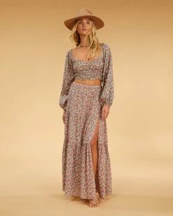 Hot Sale ❤️ Billabong Salty Blonde Free Love Maxi 👗 Skirt MULTI 👏 -Color of the season Shop abjwk00140 billabongw mul frt1 1
