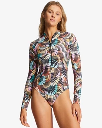 Cheap ❤️ Billabong A/Div Biarritz Long Sleeve 🩱 Swimsuit BLACK MULTI 2 🎁