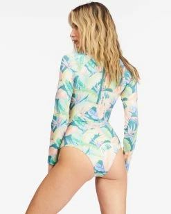 Cheapest ❤️ Billabong Rides And Tides Long Sleeve 🩱 Swimsuit MARINE GREEN 😀 -Color of the season Shop abjwr00202 billabongw bke0 bck1 1