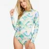 Cheapest ❤️ Billabong Rides And Tides Long Sleeve 🩱 Swimsuit MARINE GREEN 😀 -Color of the season Shop abjwr00202 billabongw bke0 frt1