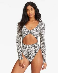 Hot Sale 😉 Billabong Pretty Daze Long Sleeve 🩱 Swimsuit BLACK PEBBLE 😉 -Color of the season Shop abjwr00207 billabongw bpb frt1 1
