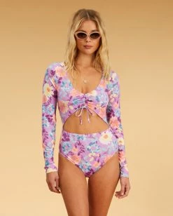 Best Sale 😀 Billabong Halleys Garden Long Sleeve 🩱 Swimsuit MULTI ⭐ -Color of the season Shop abjwr00209 billabongw mul frt1 1