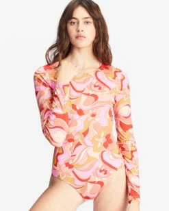 Deals 🥰 Billabong Pretty Groovy Long Sleeve UPF 50 🩱 Swimsuit MULTI ❤️ -Color of the season Shop abjwr00213 billabongw mul dtl1 1