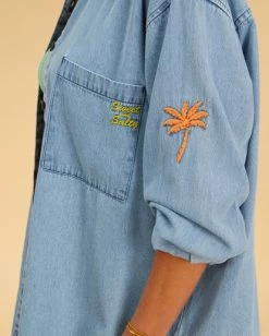 Coupon 🔔 Billabong Salty Blonde In The Tide Long Sleeve Denim 👚 Shirt SALTY BLUE 🌟 -Color of the season Shop abjwt00325 billabongw syl dtl1 1
