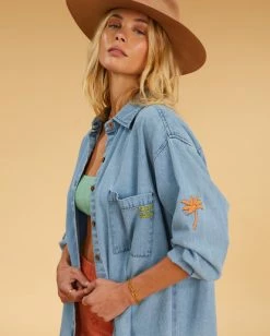 Coupon 🔔 Billabong Salty Blonde In The Tide Long Sleeve Denim 👚 Shirt SALTY BLUE 🌟 -Color of the season Shop abjwt00325 billabongw syl dtl2 1