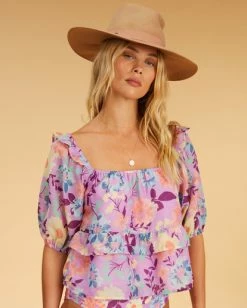 New ⭐ Billabong Salty Blonde Sweetest Ever Baby Doll Crop Top LOVIN LILAC 👏 -Color of the season Shop abjwt00349 billabongw pkv0 dtl1 1