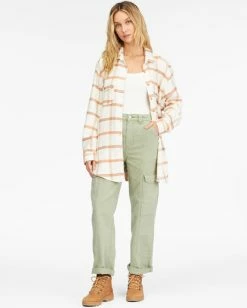 Cheapest ✨ Billabong So Stoked Long Sleeve Flannel 👚 Shirt SALT CRYSTAL 😀 -Color of the season Shop abjwt00361 billabongw scs frt9 1