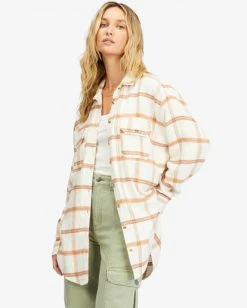 Cheapest ✨ Billabong So Stoked Long Sleeve Flannel 👚 Shirt SALT CRYSTAL 😀 -Color of the season Shop abjwt00361 billabongw scs sd1 1